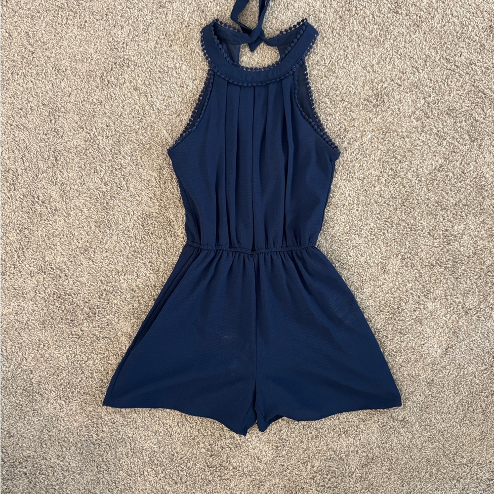 Elegant Navy Blue Halter Jumpsuit